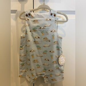 NWT Edgehill Collection Blue Bunny Print Button Romper Overalls